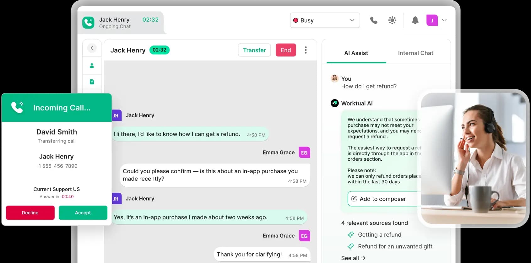 Advanced ai contact centre for customer support