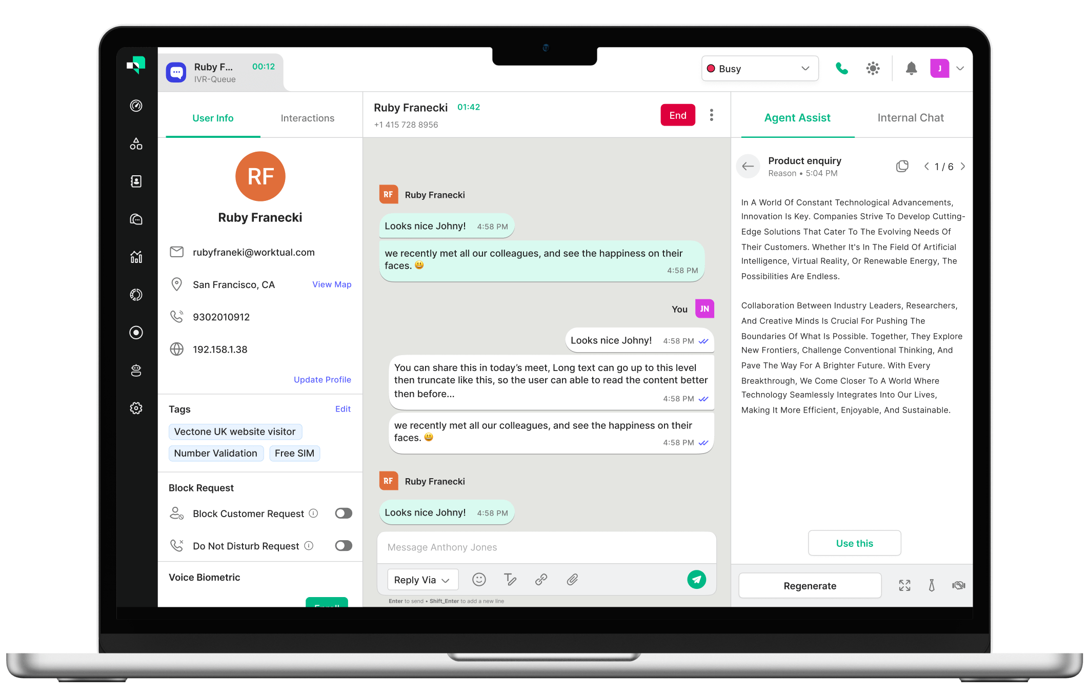 Worktual Virtual Contact Center assist to integrates digital and voice conversation